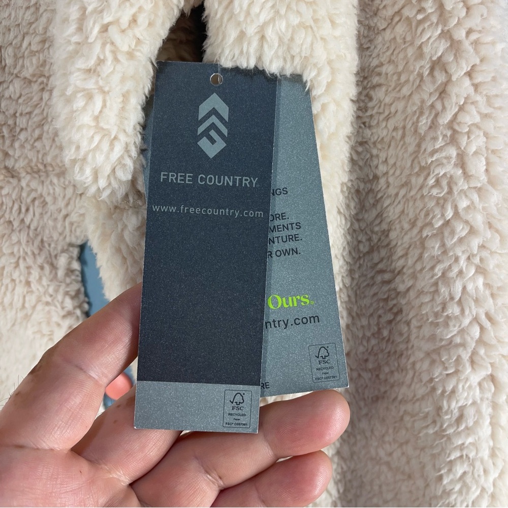 Free country sherpa butter pile Cozy Cream Sherpa Fleece Jacket Contrast Trim - Picture 4 of 10